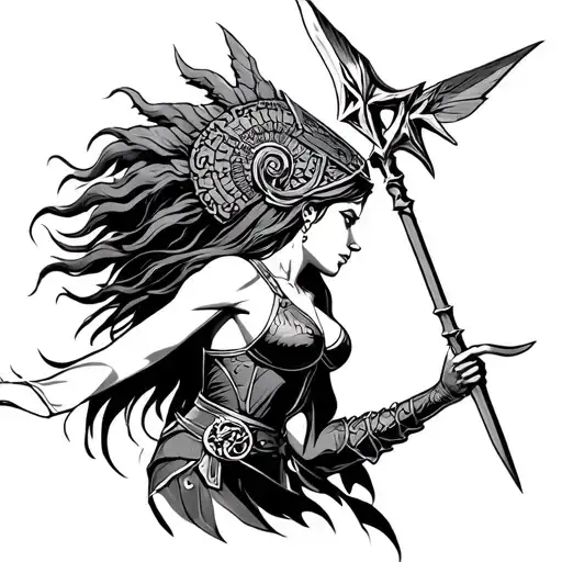 Valkyrie With A Spear Pointing Downwards