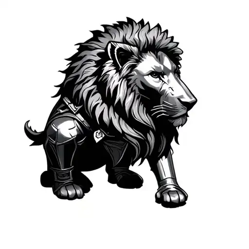 Templar Knight Kneeling Lion Head