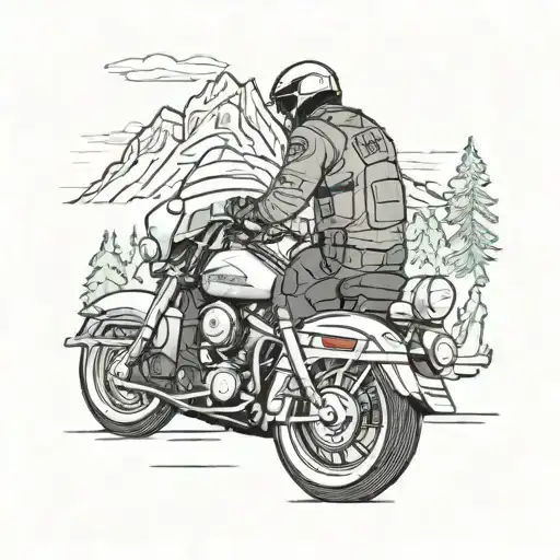 A Harley Davidson Electra Ultra Limited Cruising Through A Forest With Mountains In The Background