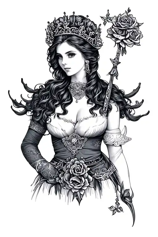 Female Scottish Themed Tattoo Design