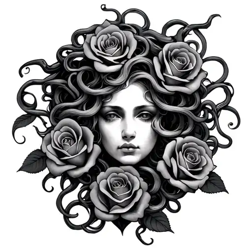Medusa With Roses Intertwined