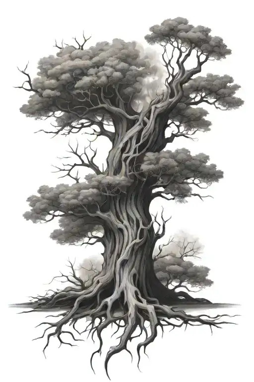 A Tree That Is Half Dead And Fire Coming