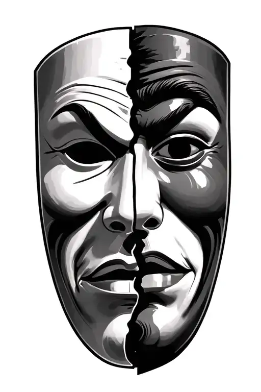 Happy Sad Mask Split In Half