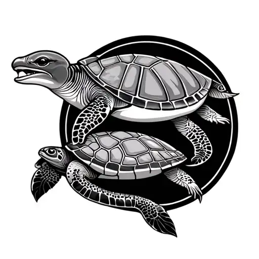 Polynesian Dauphin And Turtle On The Arm