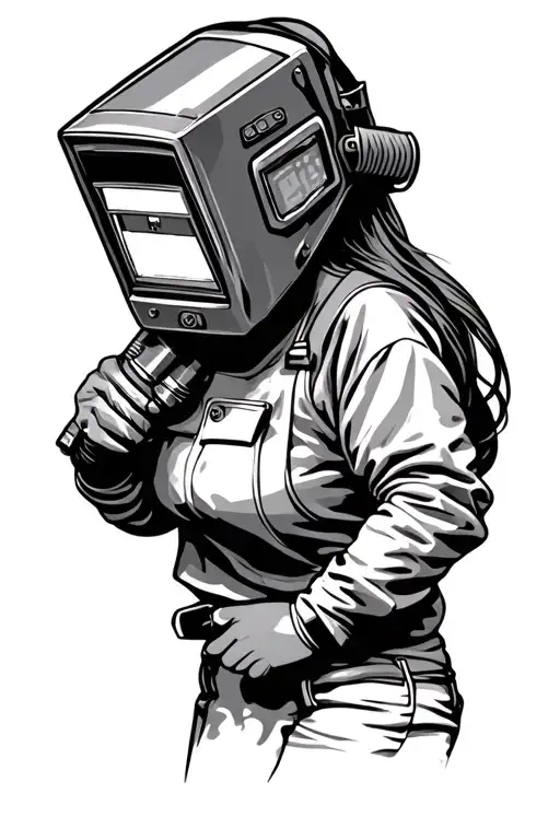 Female Welder Wearing Welding Mask