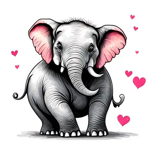 Small Elephant With Hearts