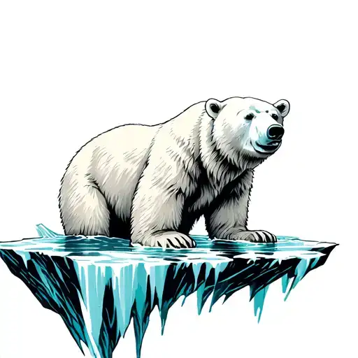 Polar Bear Floating On An Iceberg