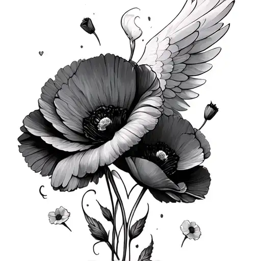 Angel Wings Poppies Sticky Notes Love Wendy