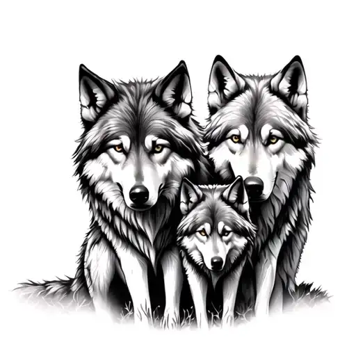 Wolf Family Members Intertwined