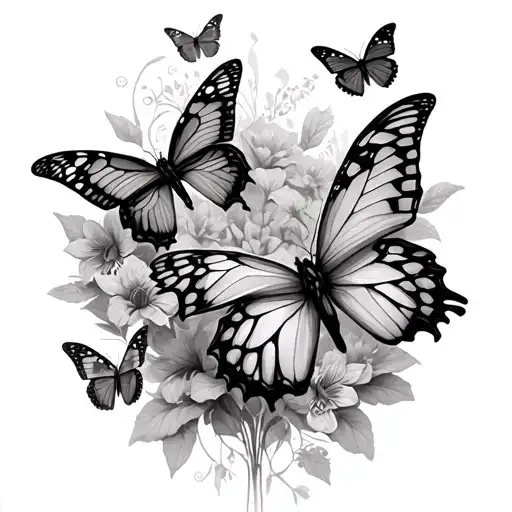 Butterflies Around Lirios Symbolizing Strength And Tribute Death