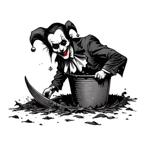 Realism Joker Card Featuring A Dead Jester Coming Out Of A Spade