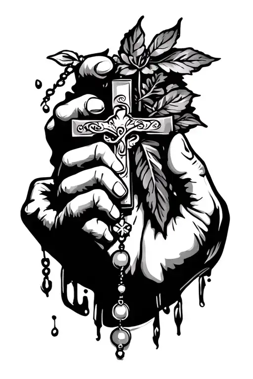 Hand Holding A Rosary In Hand