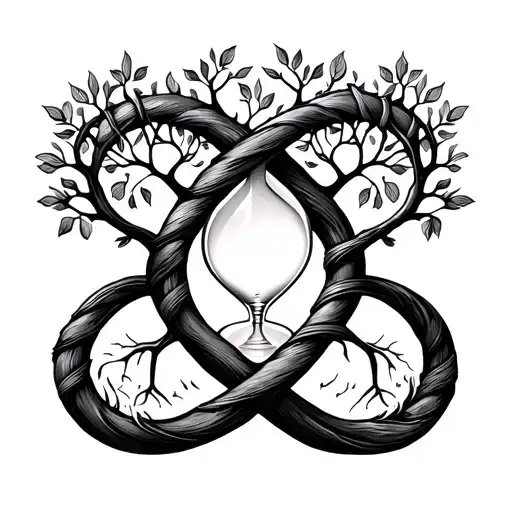 Hour Glass Infinity Symbol Woven Into A Family Tree