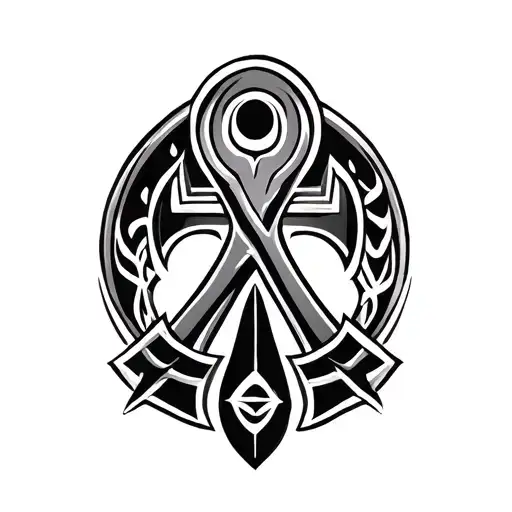 Maori Style Tattoo Featuring An Ankh And Space For More Symbols