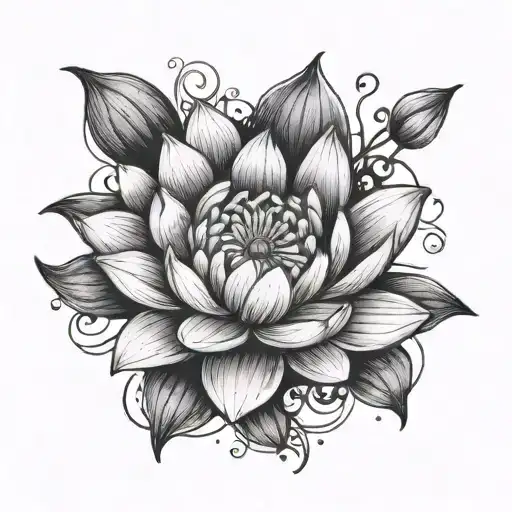 Water Lilly And Snow Drop Flower Intertwined