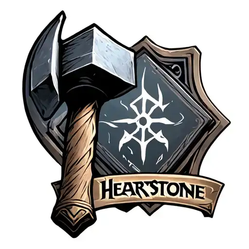 Combine A Classic Hammer Design With Hearthstone Card Backs For A Unique Tattoo Concept