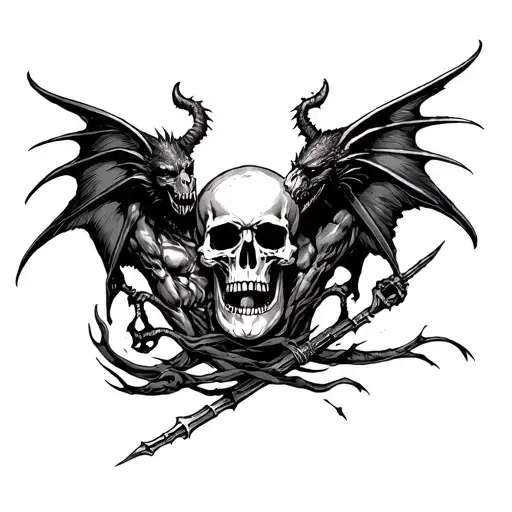 Skull And Demons Fighting