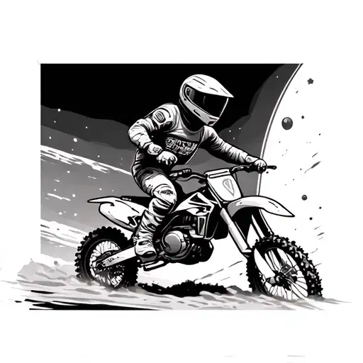Spaceman Diving Motocross Bike In Space