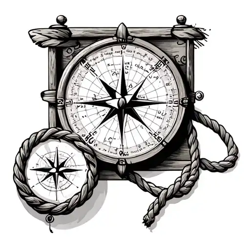 Map With Compass And Rope