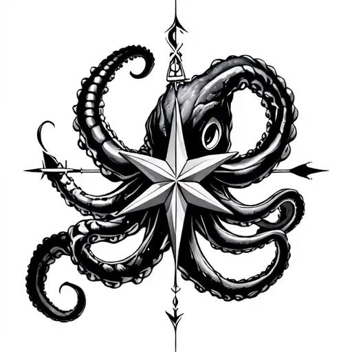 Kracken And Nautical Star Wrist