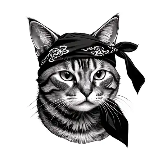 Cat Smoking Weed With Bandana