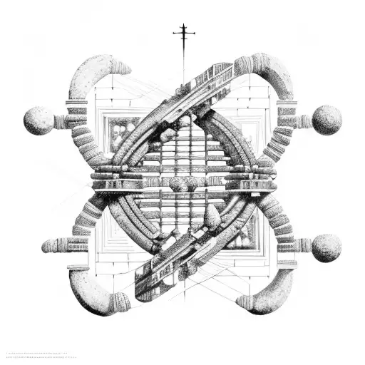 Ancient Civilizations Structures In Space With Double Helix Connecting The Two
