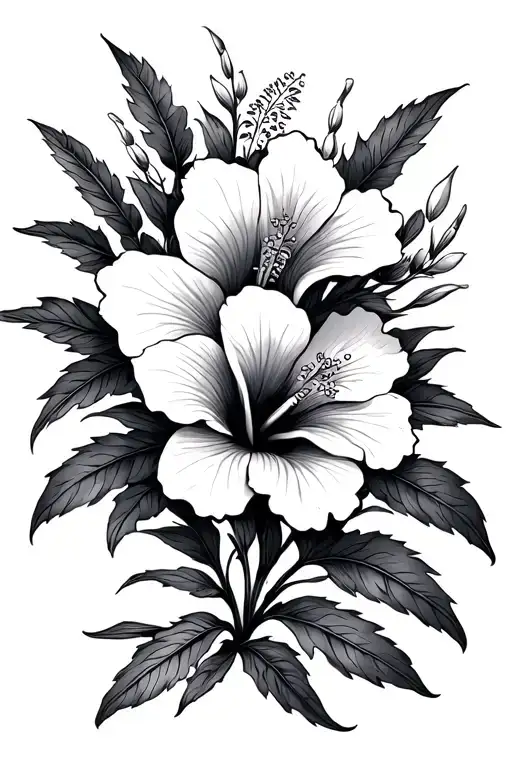 A Small Fine Line Tattoo Of A Native Hibiscus Flower