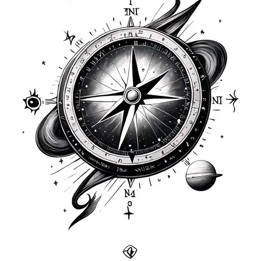 Delicate Compass With Solar System