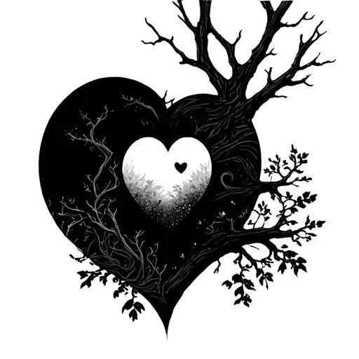 Minimalist Child Heart On A Tree And