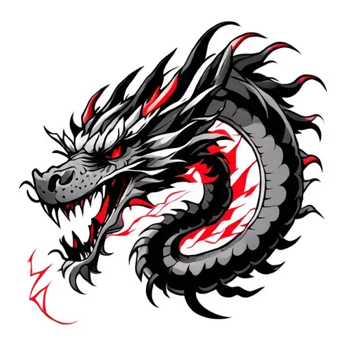 Japanese Dragon With Red Lightning
