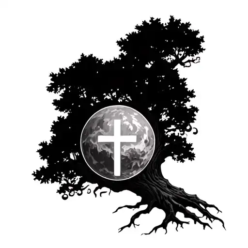 Musical Tree With Cross In Center