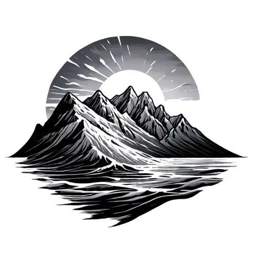 Mountain Sea With Sun