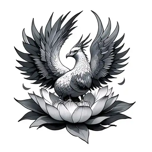 Phoenix Rising From A Lotus Flower