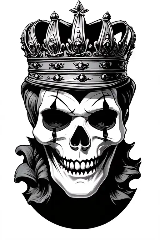 Skull With Clown Makeup On Wearing A Crown