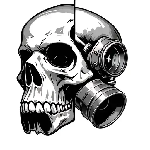 Skull With Gas Mask Split