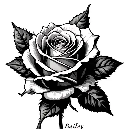 Rose That Has The Name Bailey In The Stem