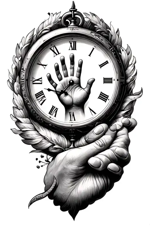 Birth Clock With Baby Hand Print Surrounded