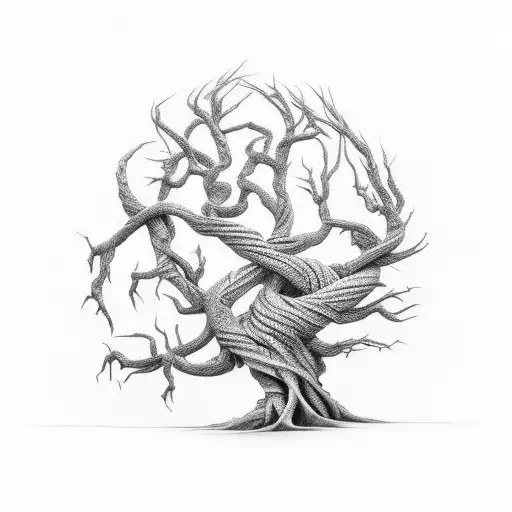 Twisted Tree In Shape Of Crescent