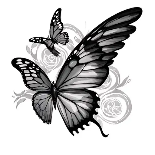 Aile D'ange Et Papillon 3D Tattoo Featuring Iconic Symbols