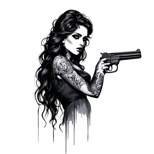 Shadow Lady With Stylist Gun