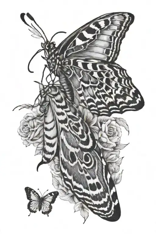 Atlas Moth And A Monarch Butterfly With The Names Donnie And Evan To Go On The Inside Of Upper Arm