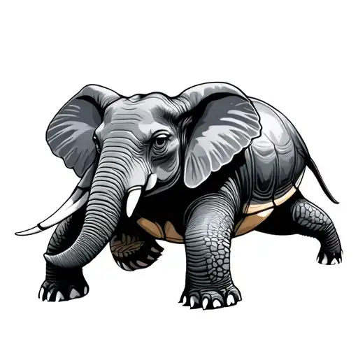 Elephant With Turtle