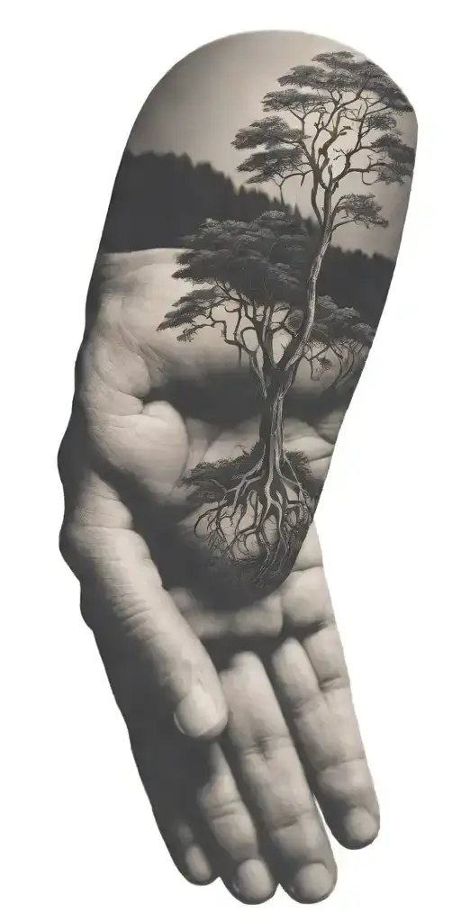 Trees Growing Out Of A Hand Holding