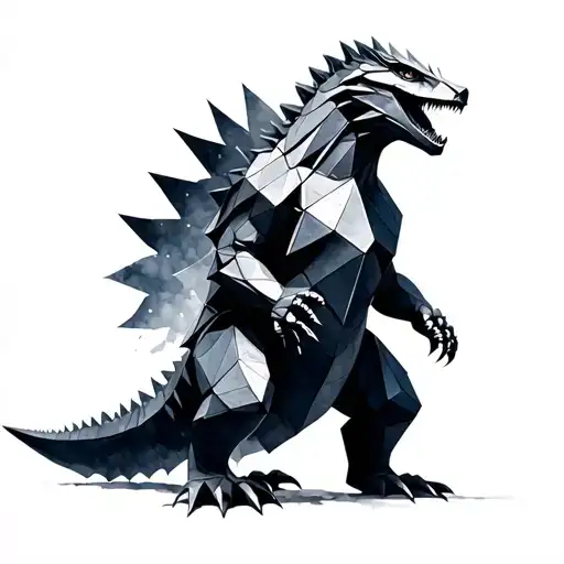 Watercolor Origami Godzilla