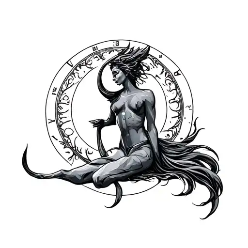 Mininal Black Uwie Aquarius Zodiac Sign