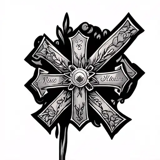 Dad Tribute Sleeve Tattoo Cross