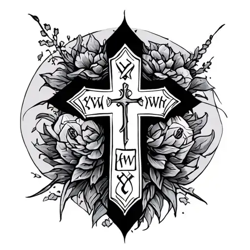 Christian Cross And Word Yhwh Written Inside Minimal