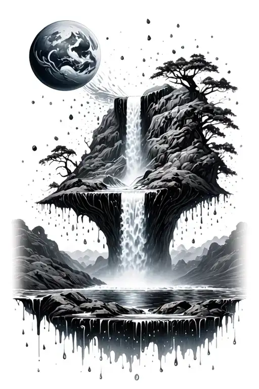 A Universe Melting Into A Waterfall That Turns Into Rain