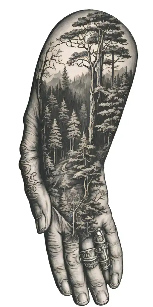 A Hand Holing A Forest Scene