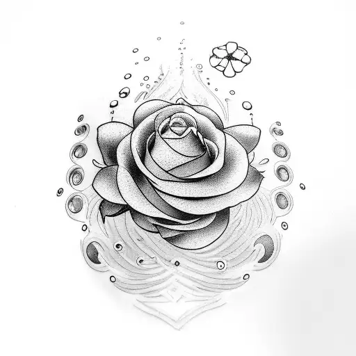 A Minimalist Tattoo Of A Flower Blooming Underwater With A Subtle Psychology Symbol Incorporated